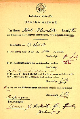 Abgangsbescheinigung von 1887