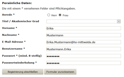 Beispiel für die Registrierung bei Beck online